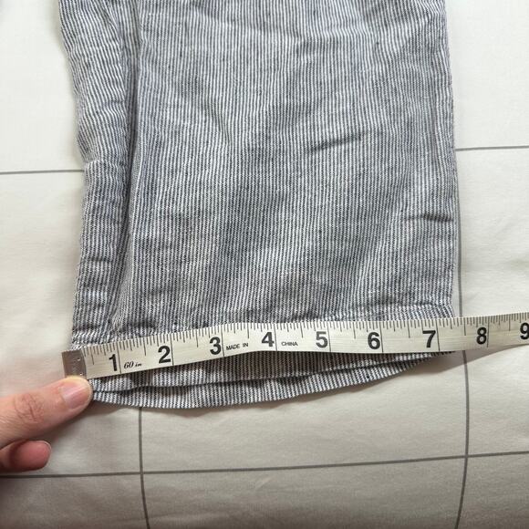J. Jill Pants Womens Large Blue White Love Linen Micro Stripe Relaxed Coastal - Picture 12 of 12